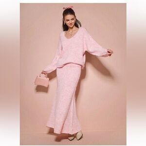 Enchnt Women's Pink Long Mermaid Women's Fall Winter Skirt